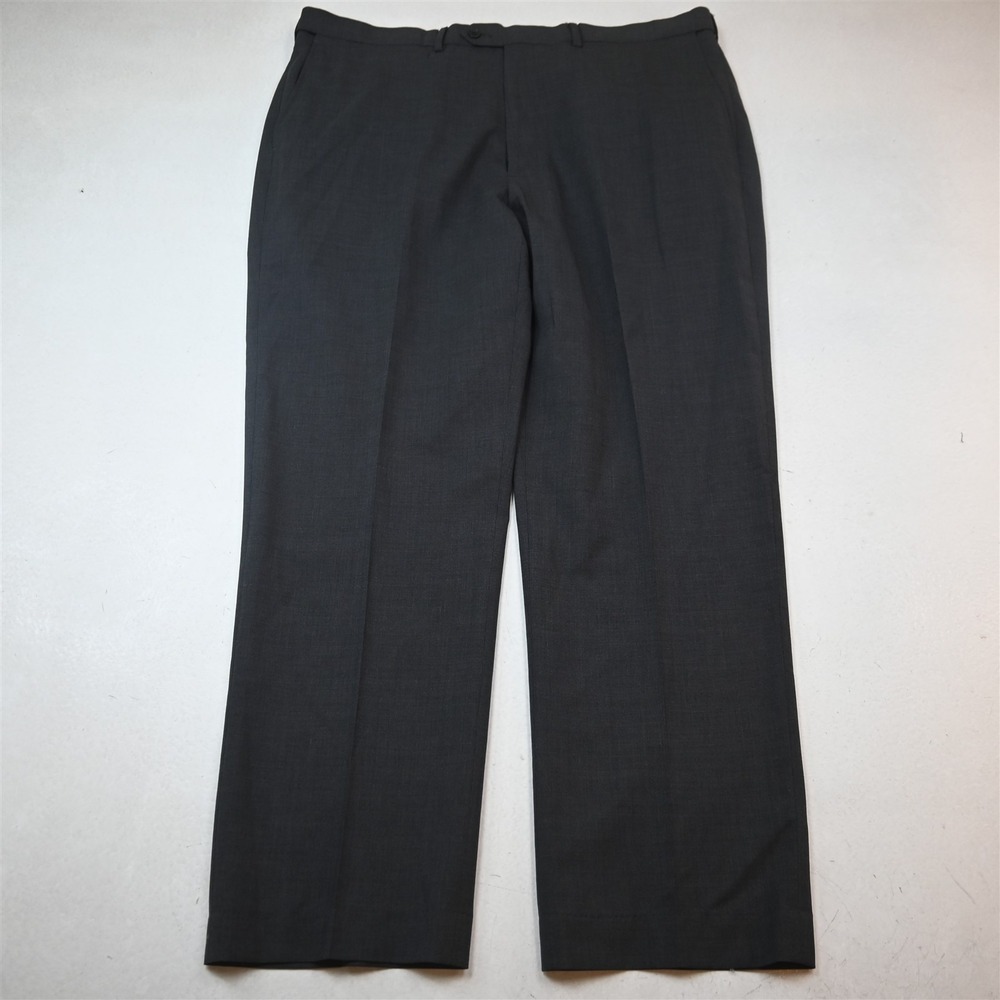 Lands End 40x30 Gray 100% Wool Flat Front Expander Waist Traditional Dress Pants